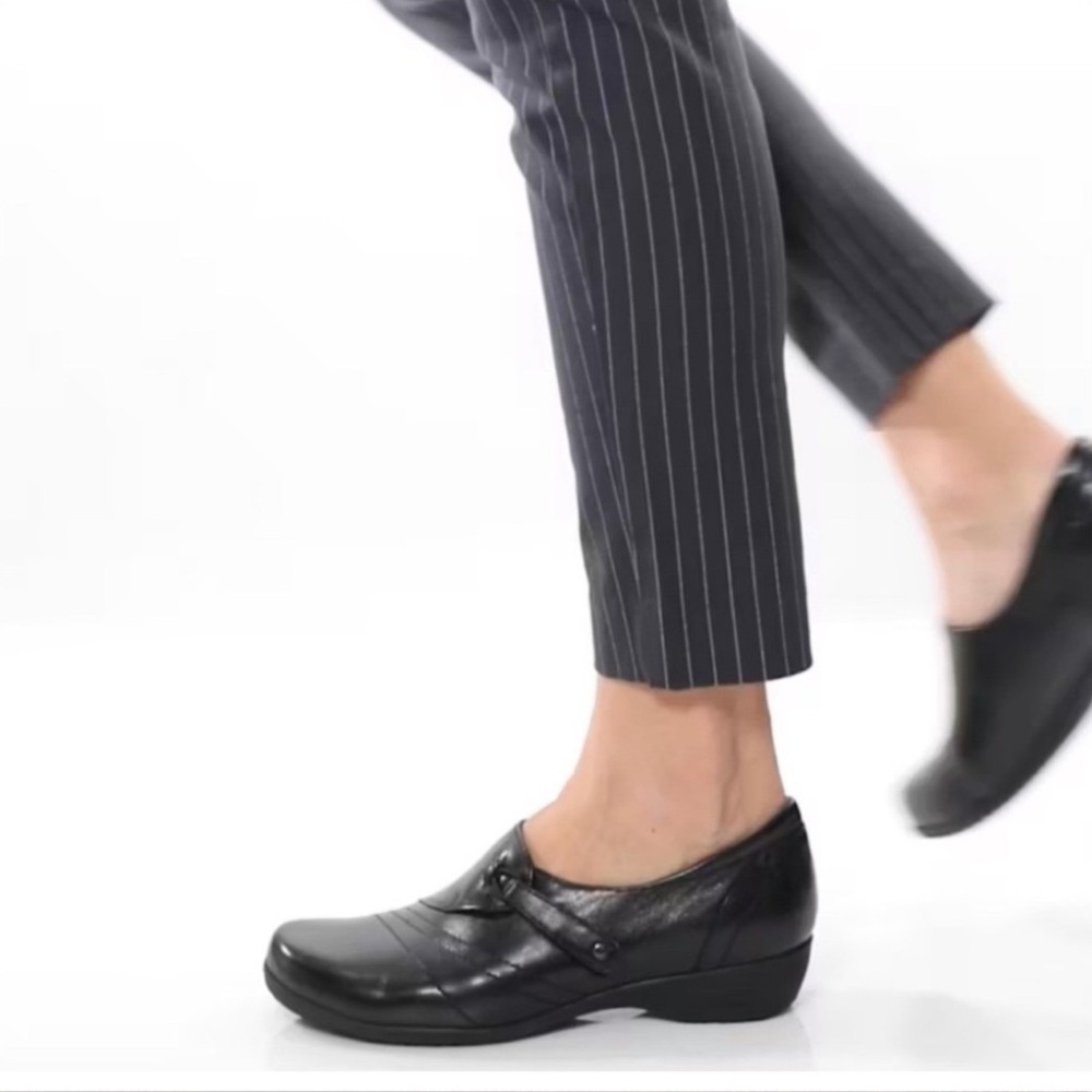 Dansko Franny Comfort Shoes Womens 8W Black Milled‎ Nappa Leather Slip On Loafer